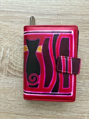Genuine Leather Wallet with Funky Cat Design - RFID Safe